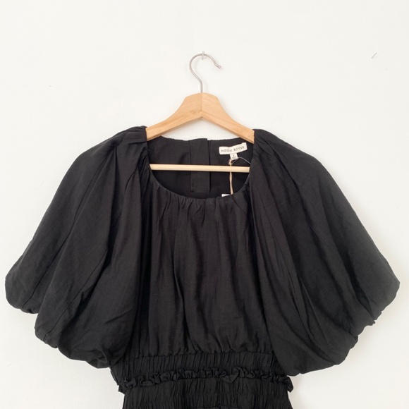 Moon river puff sleeve back cut out mini dress - Picture 5 of 7